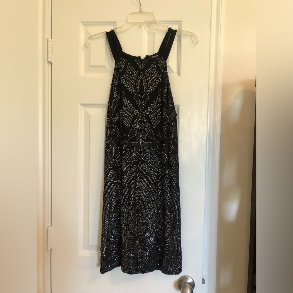 Black and Silver Halter Dress